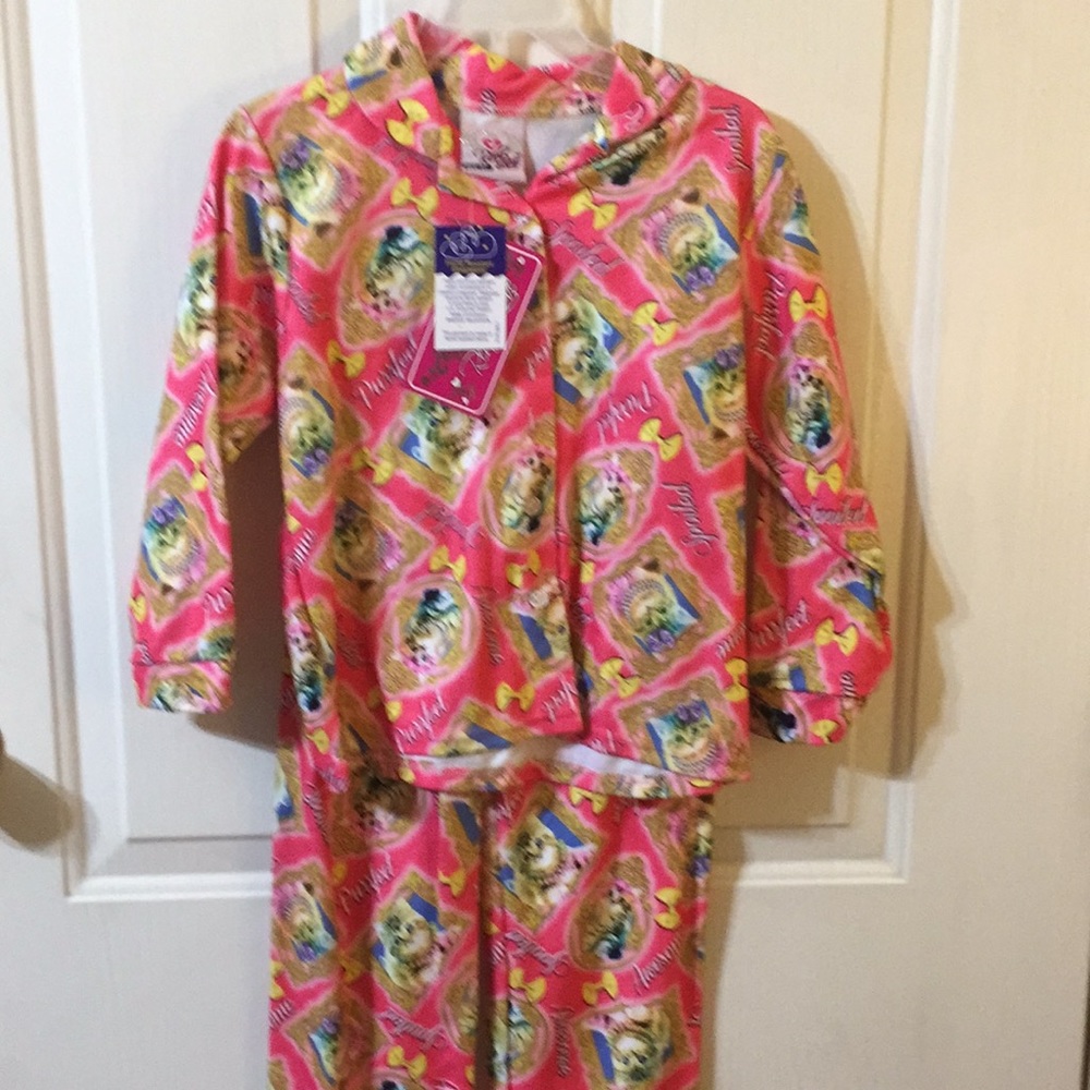 Girls Flannel Pajamas Kitty Cat Print Size 6x NWT
